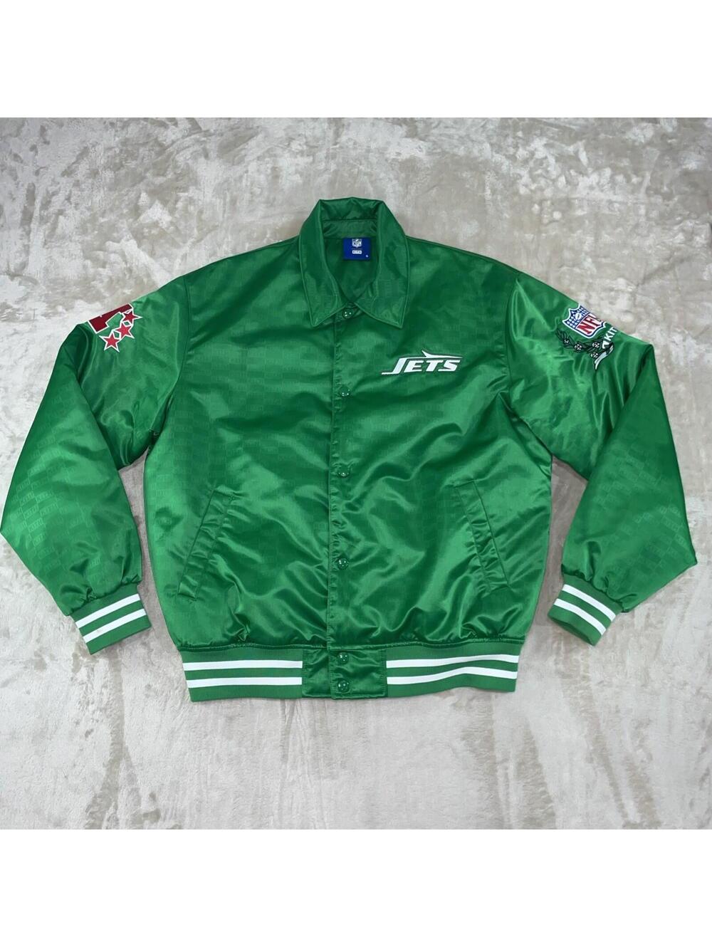 RARE LIMITED Kith x NFL New York Jets Satin Bomber Jacket ‘Luna’ Green Size S